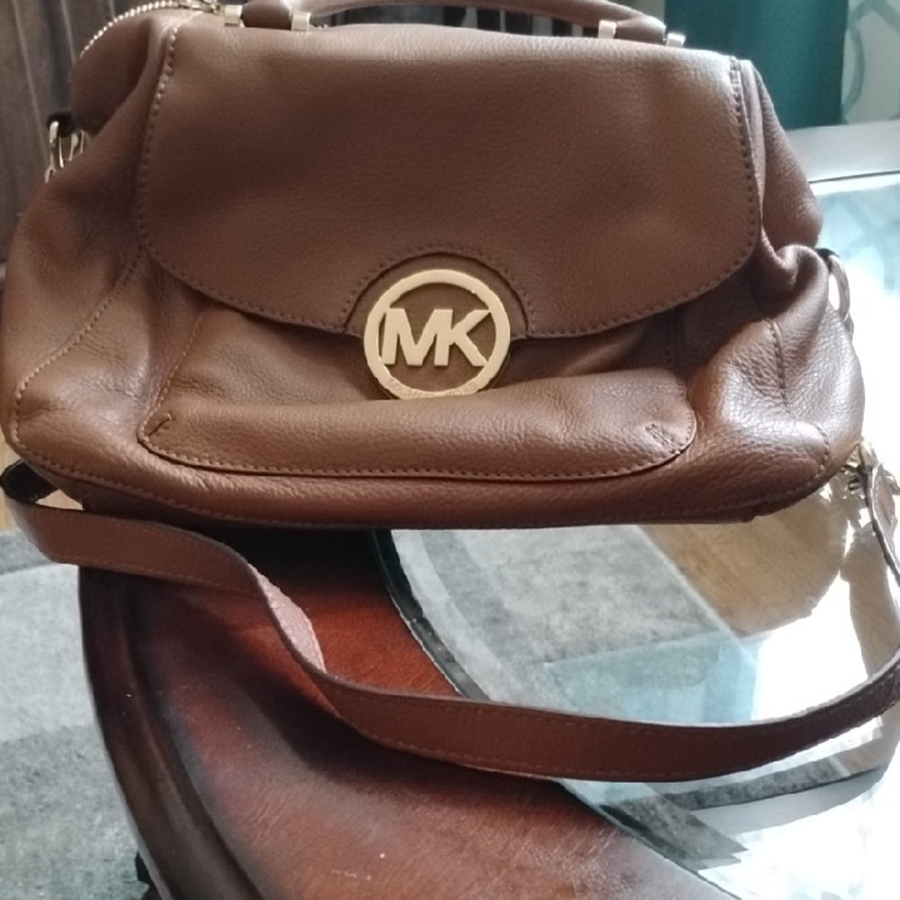 Michael Kors Brown Crossbody Bag with Gold Logo